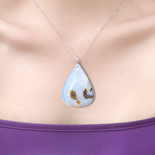Pendentif en Agate à dendrites (PE1852)