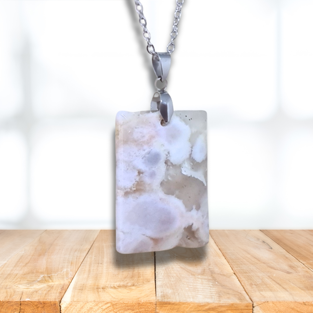 Pendentif en Agate fleurs de cerisier (PE1456-3)