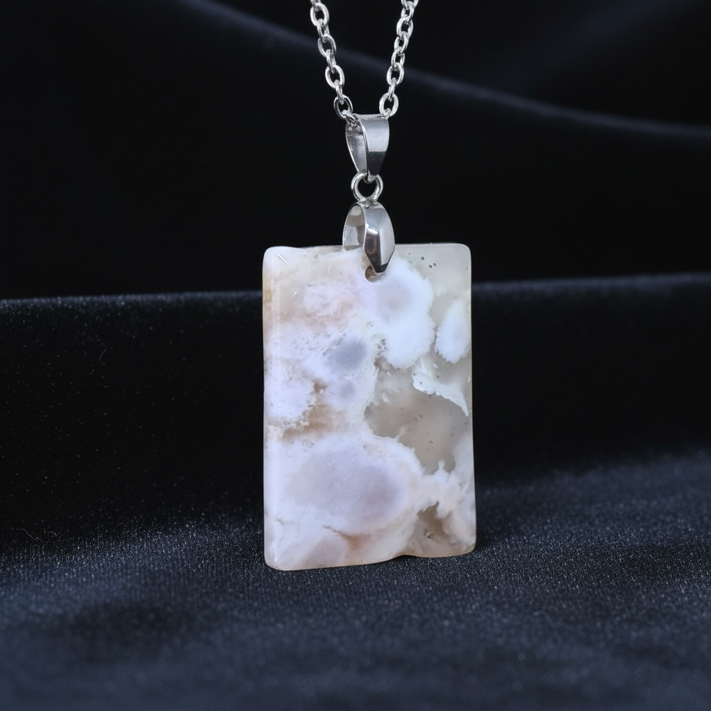 Pendentif en Agate fleurs de cerisier (PE1456-3)