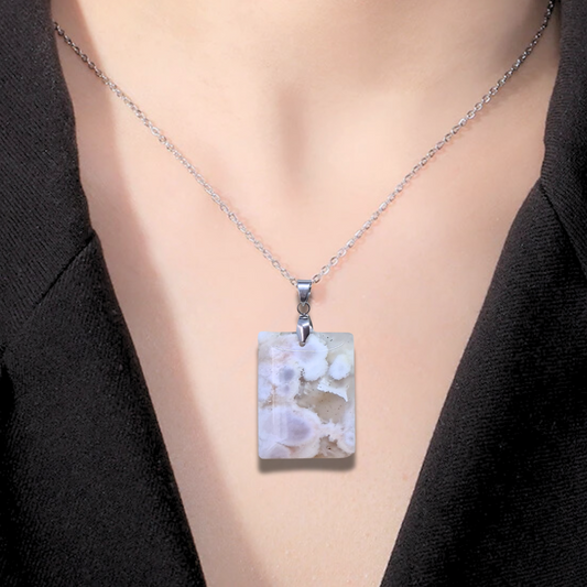 Pendentif en Agate fleurs de cerisier (PE1456-3)