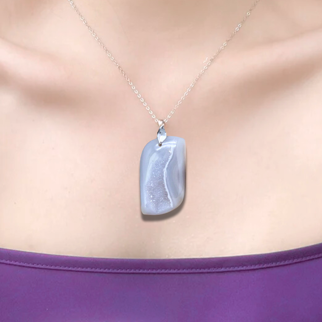 Pendentif en Agate avec géode brute (PE1684)