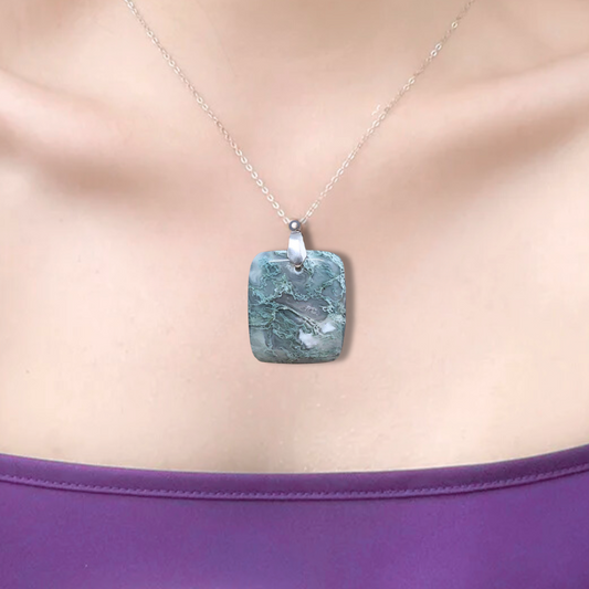 Pendentif en Agate mousse (PE662)