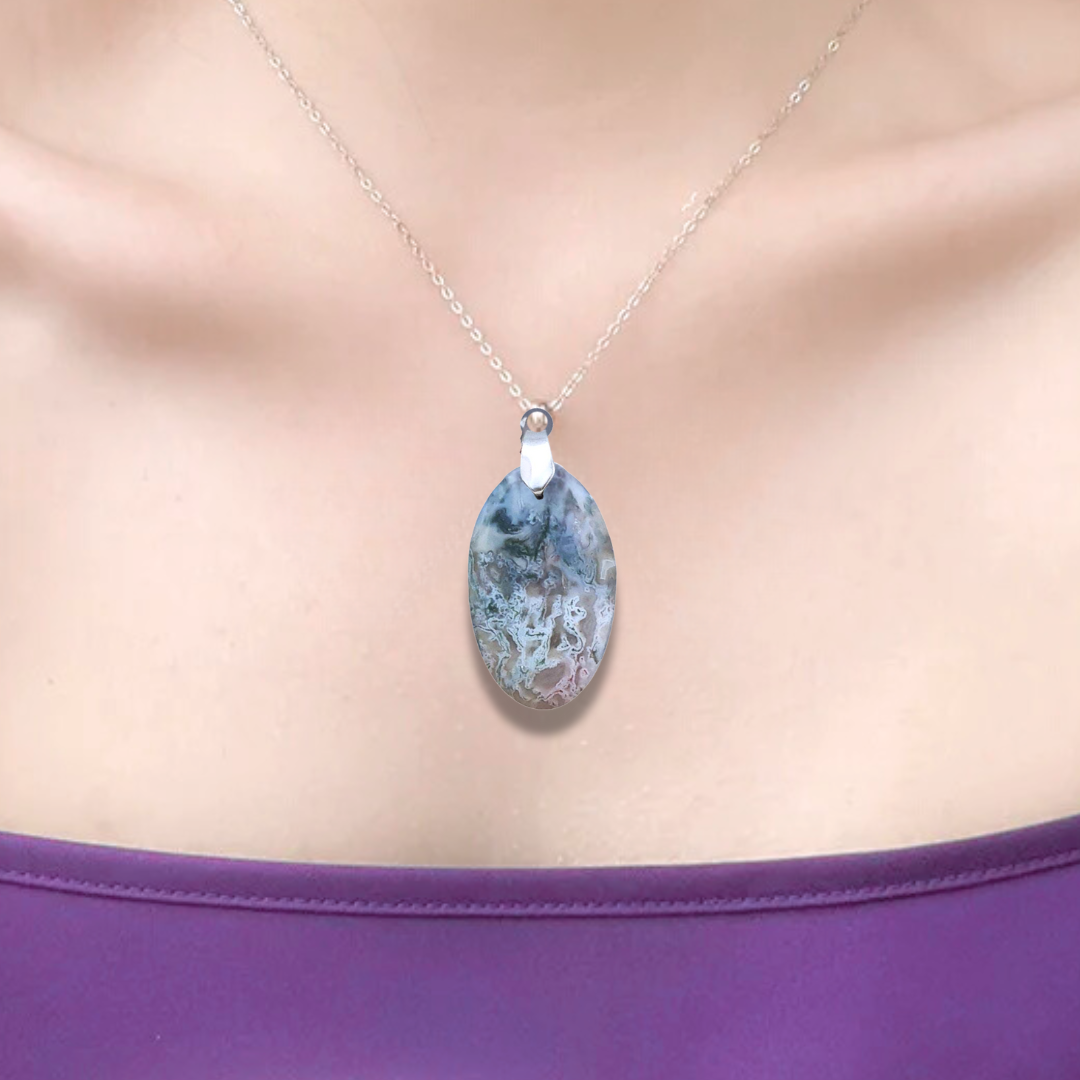 Pendentif en Agate mousse (PE661)