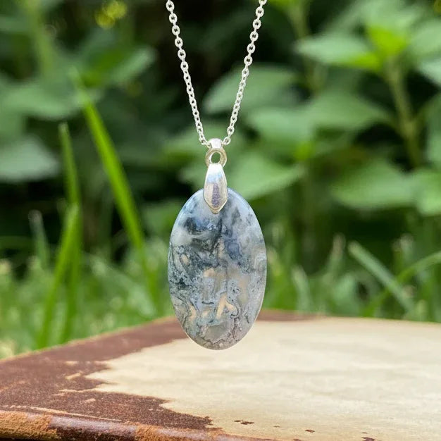 Pendentif en Agate mousse (PE661)