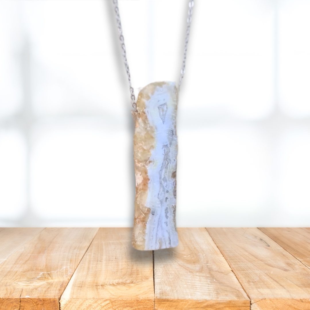 Pendentif tranche de Agate bleue (PE1714-2)