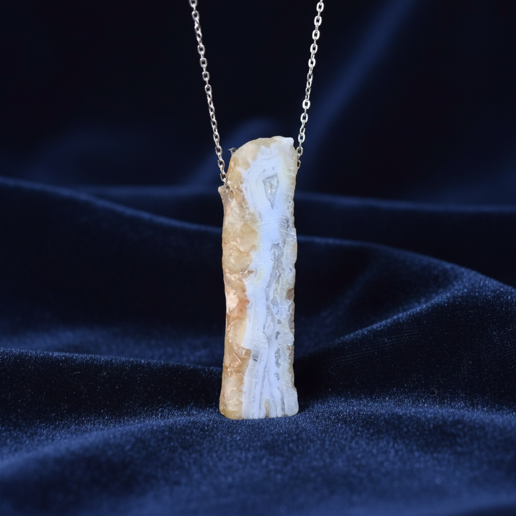 Pendentif tranche de Agate bleue (PE1714-2)