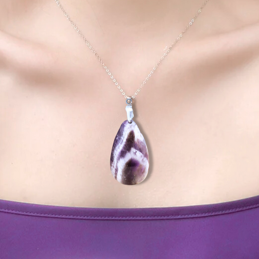 Pendentif en Améthyste chevrons (PE566)