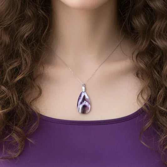 Pendentif en Améthyste chevrons (PE566)