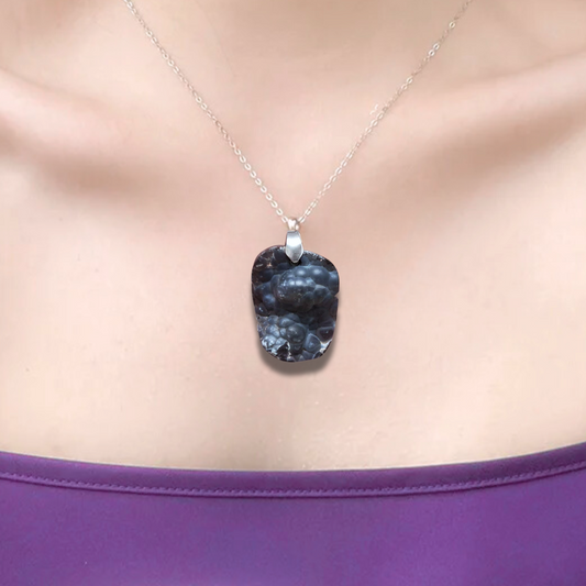 Pendentif en Calcédoine bleue brute (PE1751)