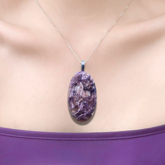 Pendentif en Charoïte et Tinaksite (PE1425-3) - ENAE Minéraux