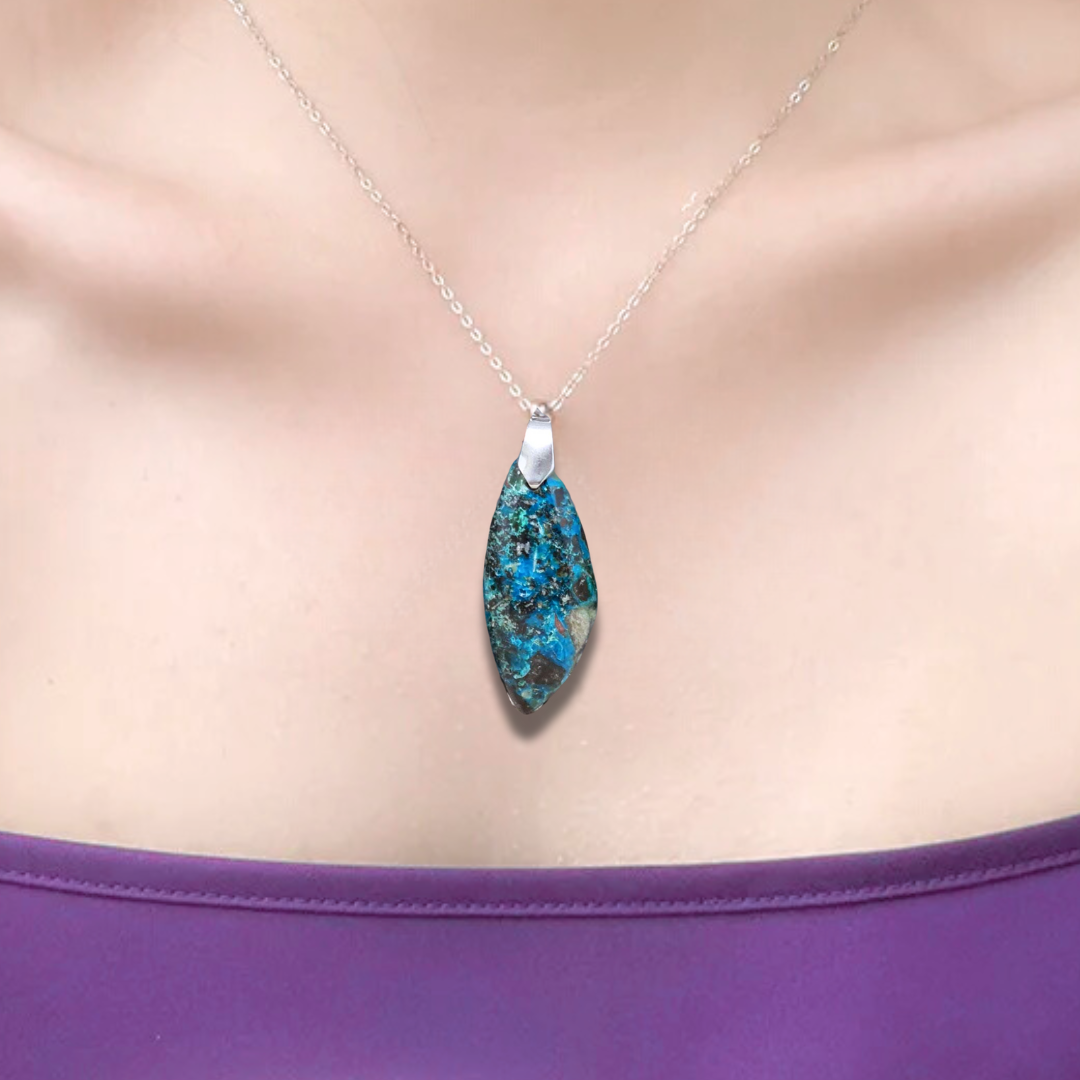 Pendentif en Chrysocolle (PE1220-2) - ENAE Minéraux