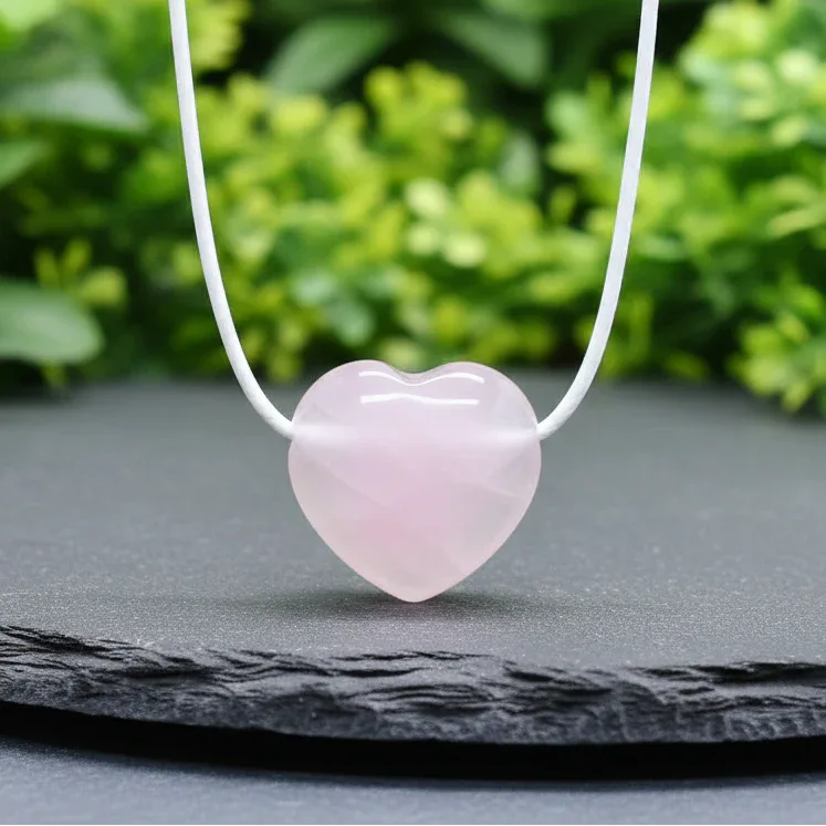 Pendentif cœur en Quartz rose (PE1554 - 2)