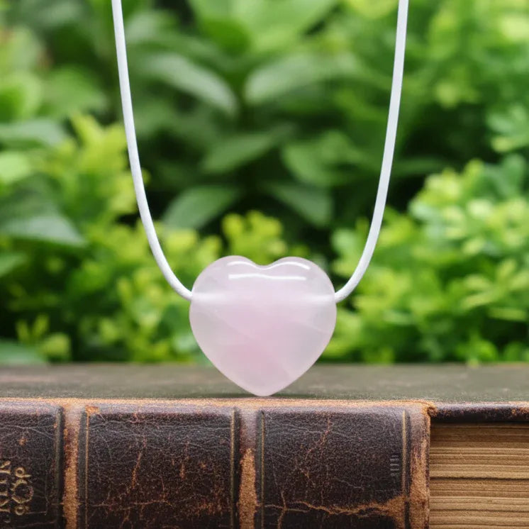 Pendentif cœur en Quartz rose (PE1554-2)