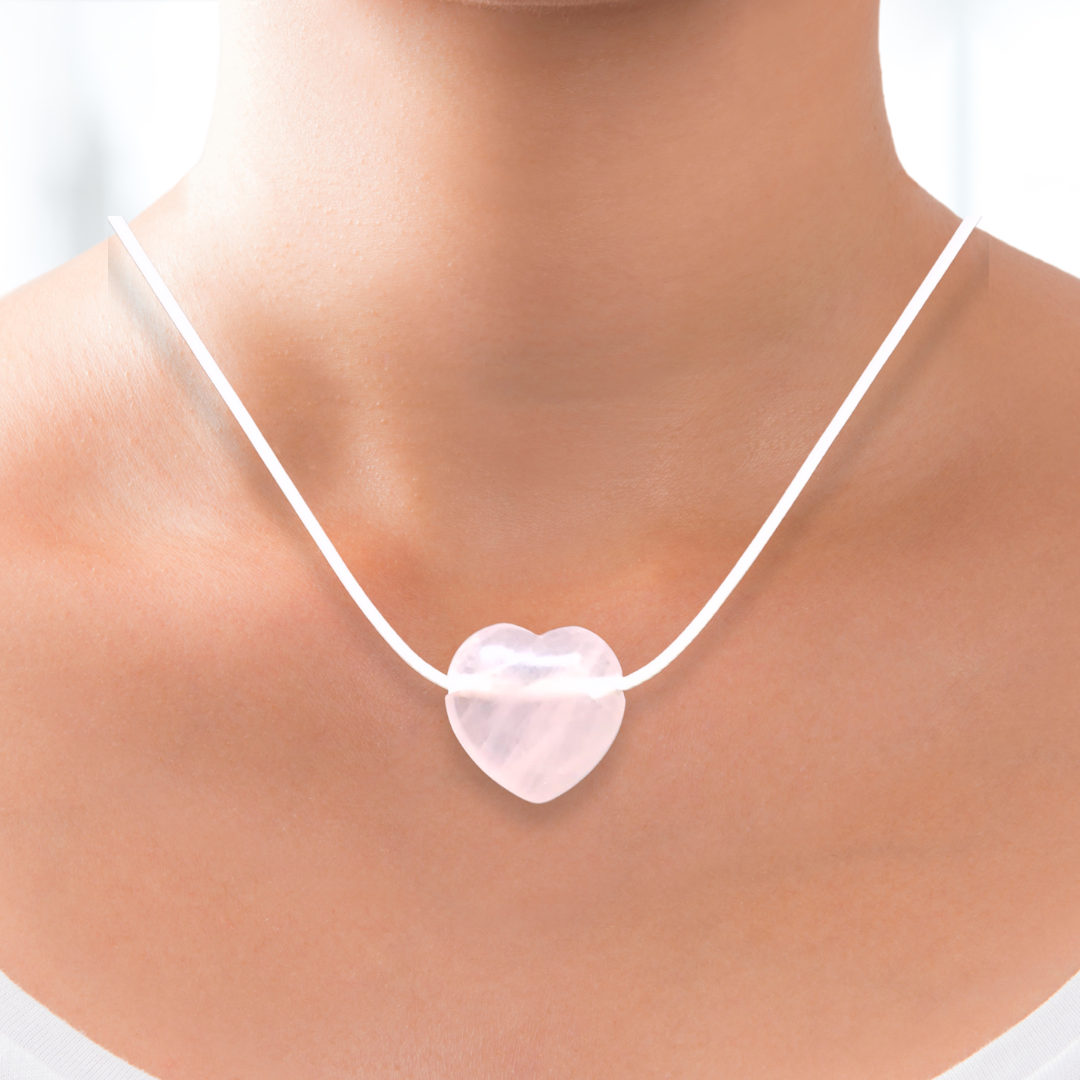 Pendentif cœur en Quartz rose (PE1554-2) - ENAE Minéraux