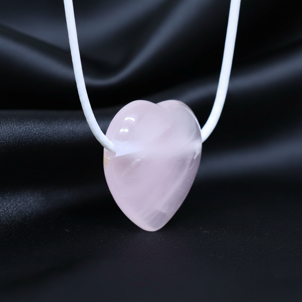 Pendentif cœur en Quartz rose (PE1554-2)
