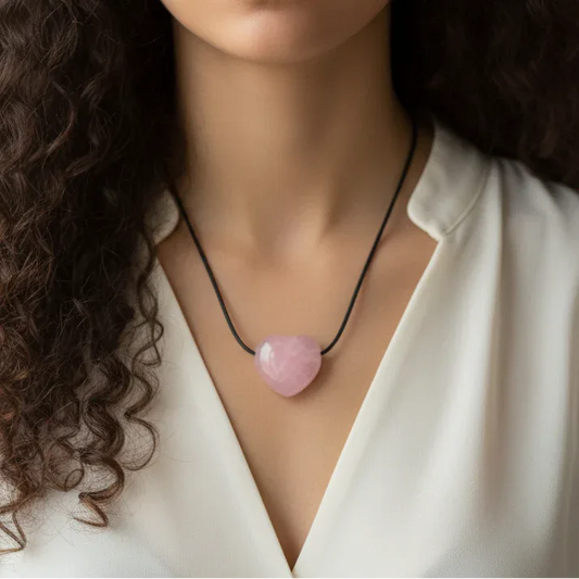 Pendentif cœur en Quartz rose (PE1554 - 1)