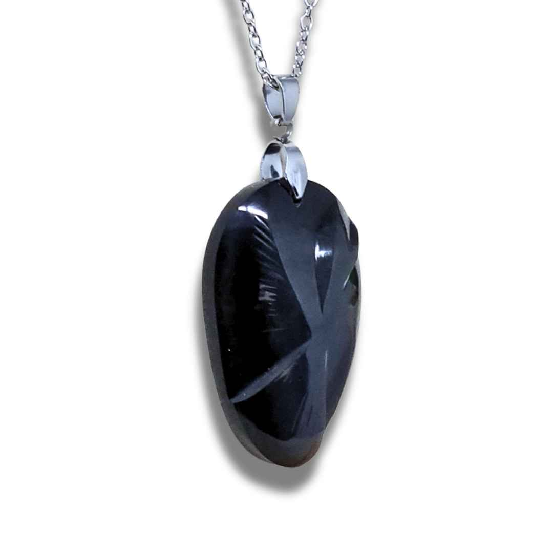 Pendentif gravé colombe en Obsidienne Œil Céleste (PE1885) - ENAE Minéraux