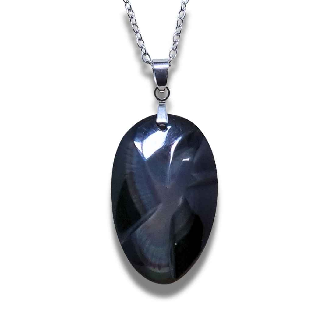 Pendentif gravé colombe en Obsidienne Œil Céleste (PE1883) - ENAE Minéraux
