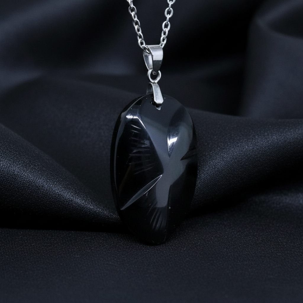 Pendentif gravé colombe en Obsidienne Œil Céleste (PE1883)