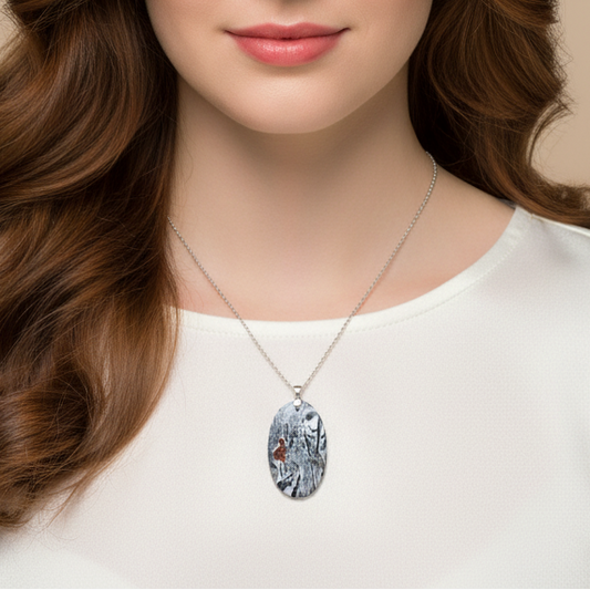 Pendentif en Hornblende avec Grenat (PE693)