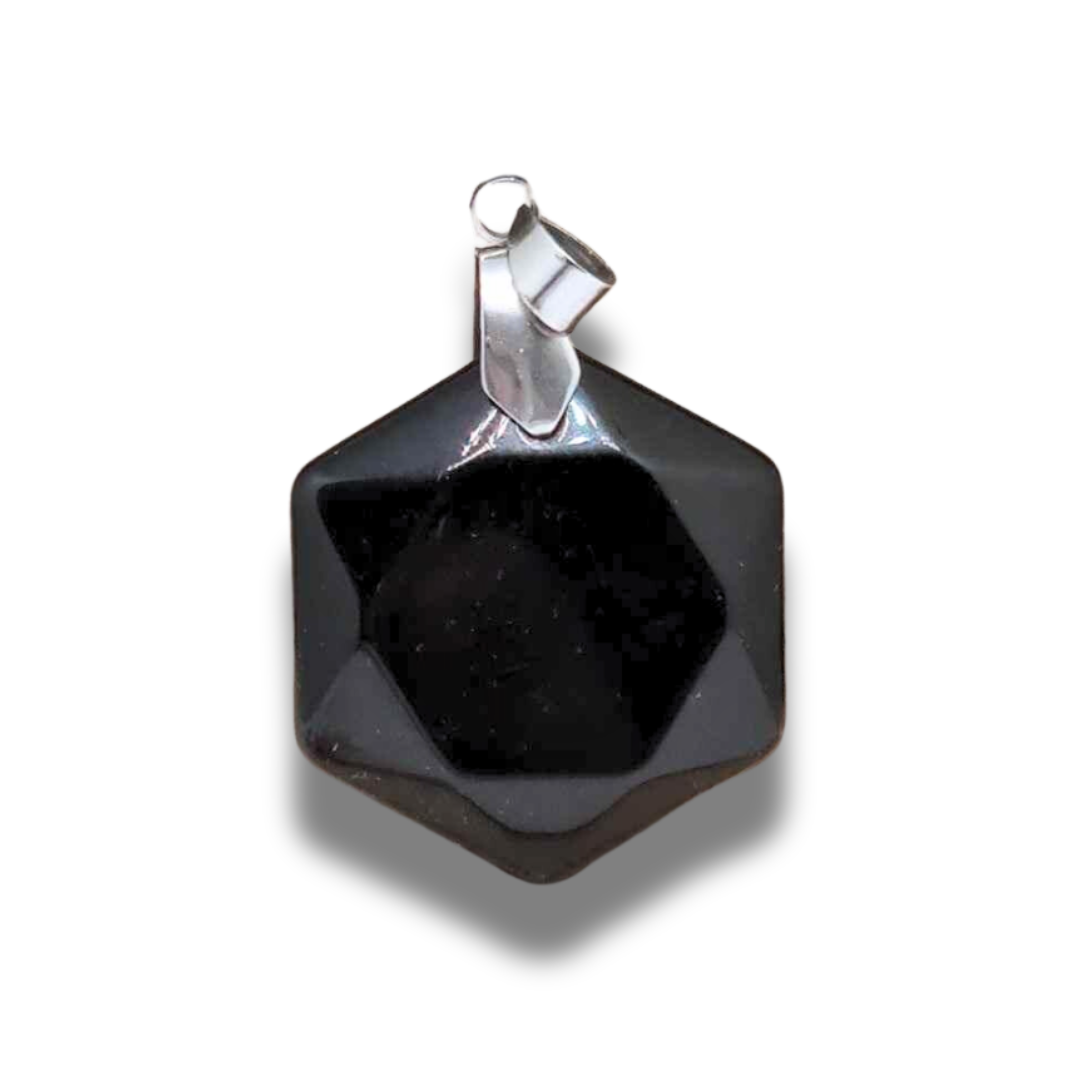 Pendentif hexagonal en Obsidienne noire (PE1582)