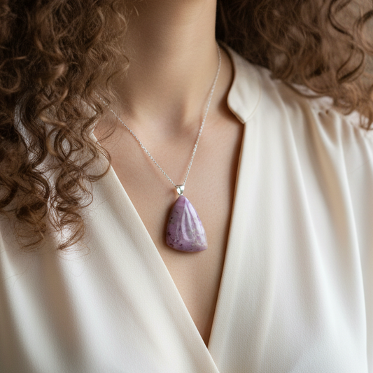 Pendentif en Jade Lavande (PE1632)