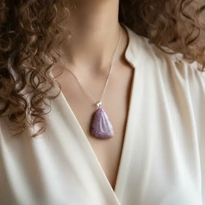 Pendentif en Jade Lavande (PE1632)