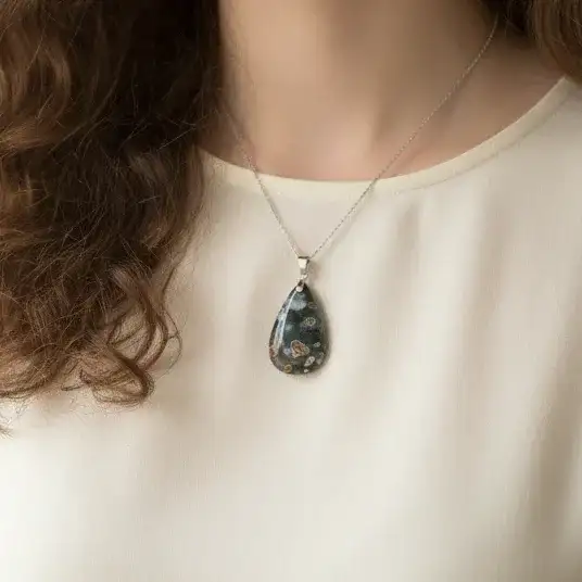 Pendentif en Rhyolite Océan (PE1596 - 3)