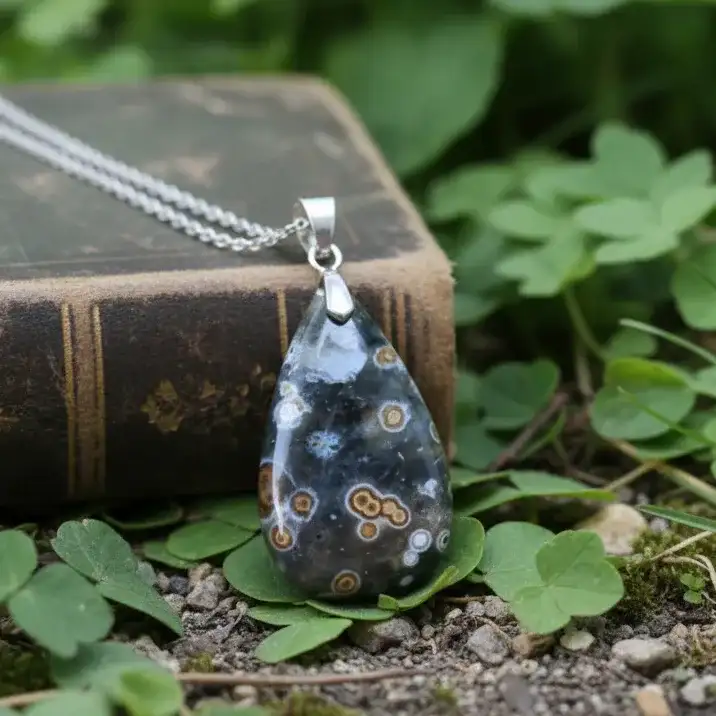 Pendentif en Rhyolite Océan (PE1596 - 3)
