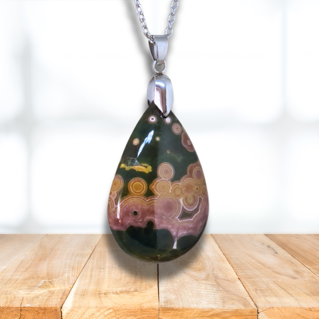 Pendentif en Rhyolite Océan (PE1858) - ENAE Minéraux