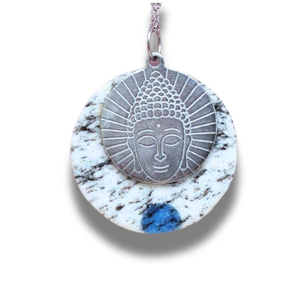 Pendentif en K2 (Azurite et Granite) (PE1591) - ENAE Minéraux