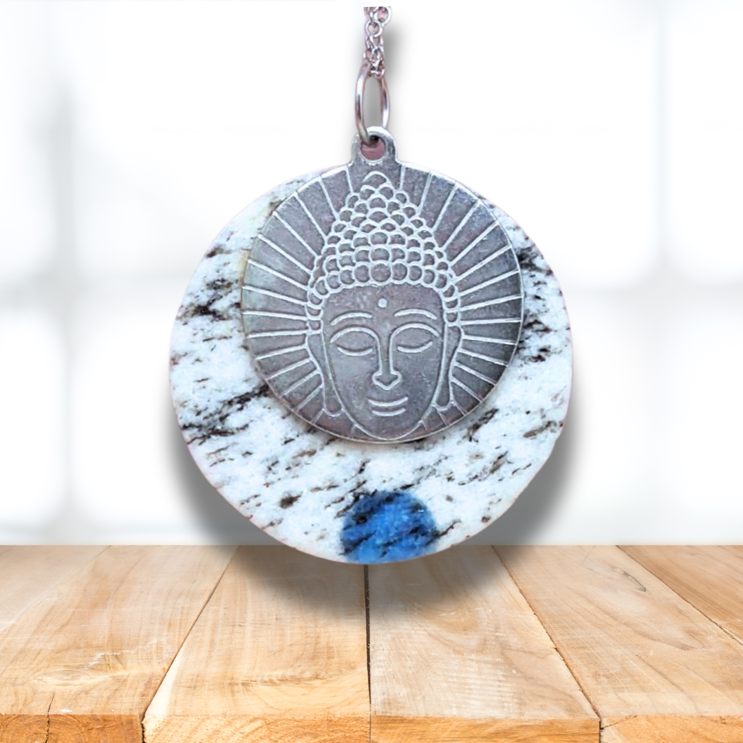 Pendentif en K2 (Azurite et Granite) (PE1591) - ENAE Minéraux