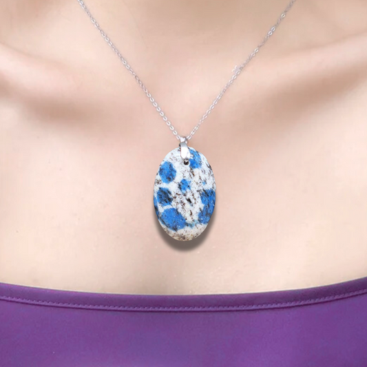 Pendentif en K2 (Azurite et Granite) (PE1338)