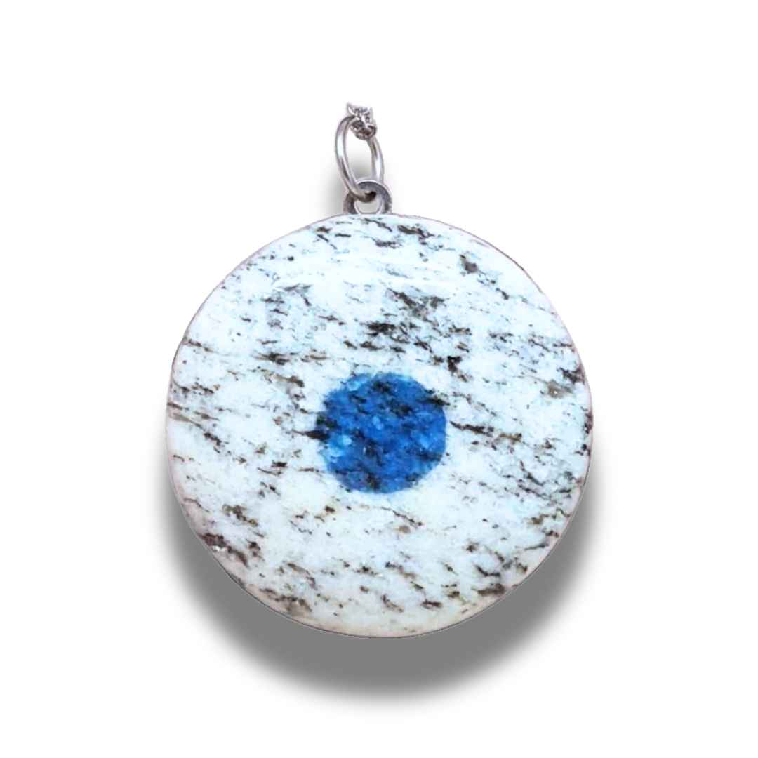 Pendentif en K2 (Azurite et Granite) (PE1591) - ENAE Minéraux