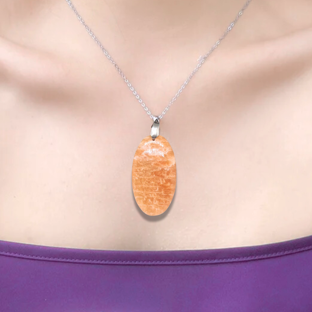 Pendentif en Pierre de Lune orange (PE585) - ENAE Minéraux