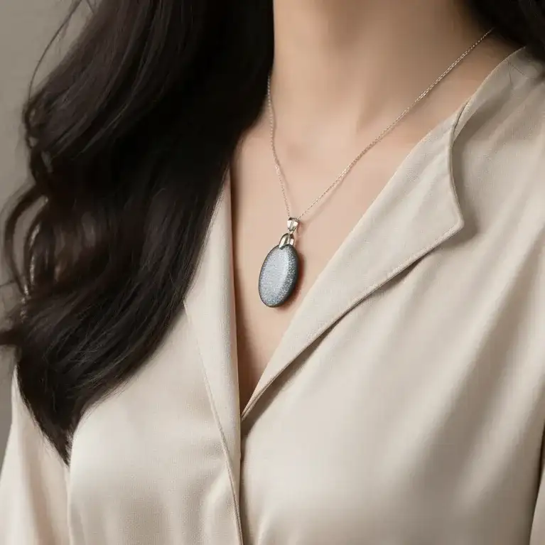 Pendentif en Obsidienne argentée (PE1696)