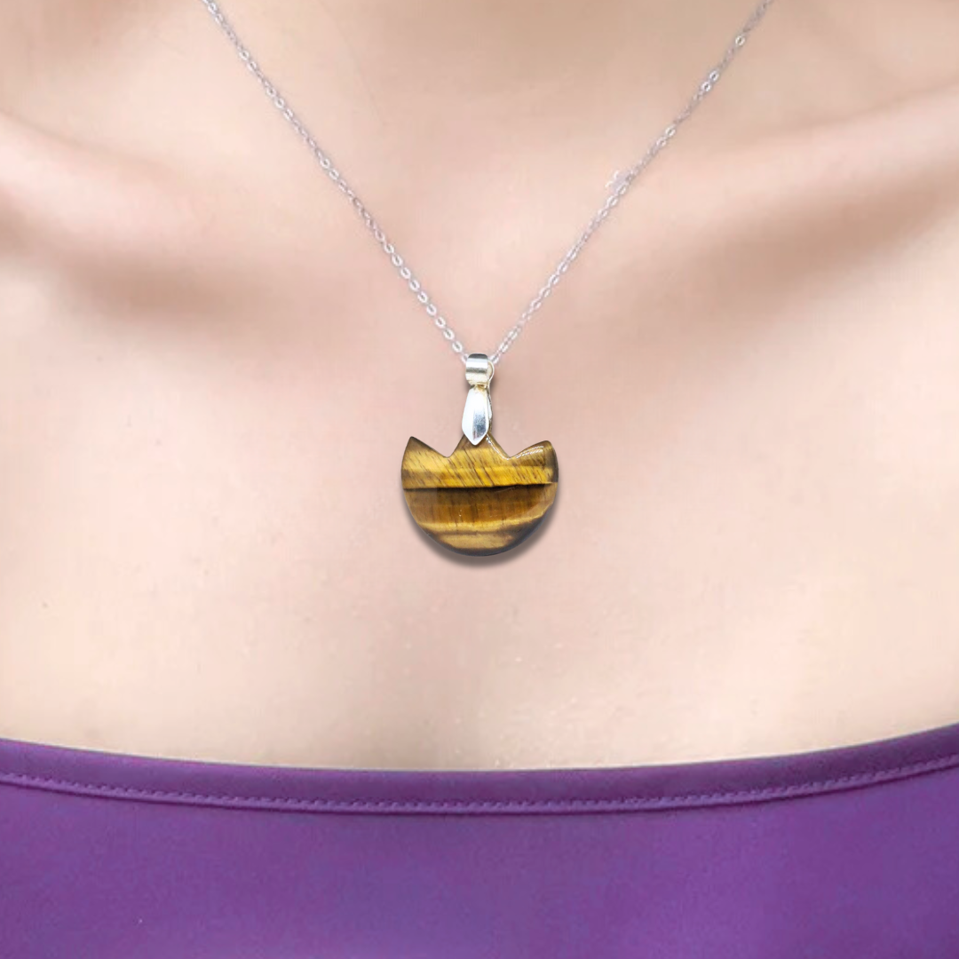 Pendentif tulipe en Œil de Tigre (PE1615-2) - ENAE Minéraux