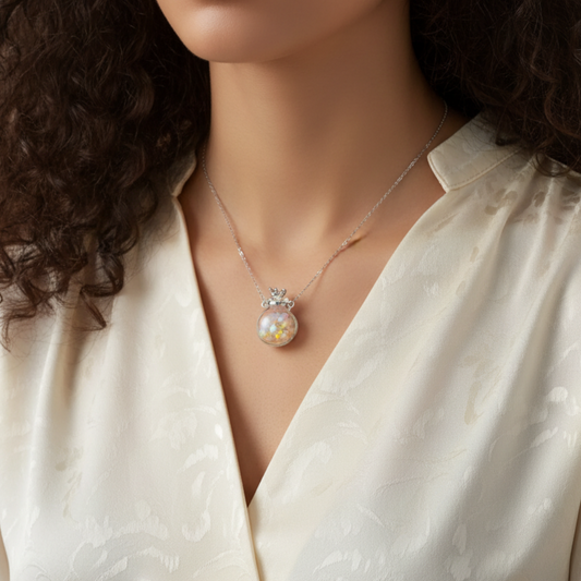 Pendentif bouteille en verre remplie d'Opale de Welo (PE1457-3)