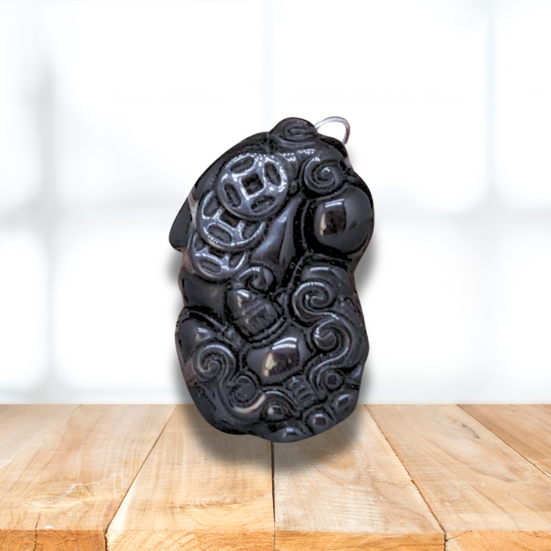 Pendentif Pixiu en Obsidienne Œil Céleste (PE1061-3) - ENAE Minéraux