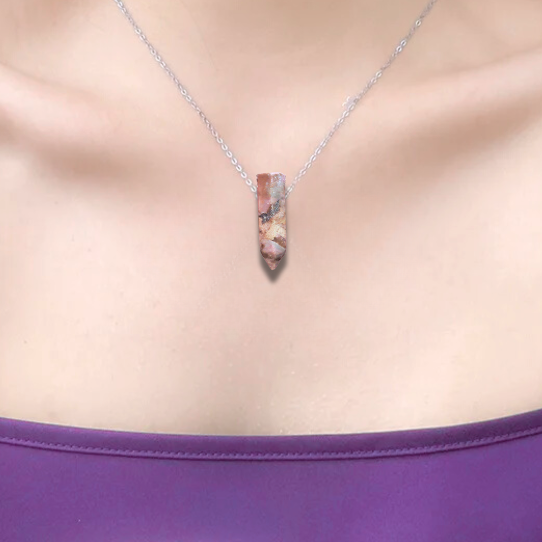 Pendentif en pointe de Rhodonite (PE1622-5) - ENAE Minéraux