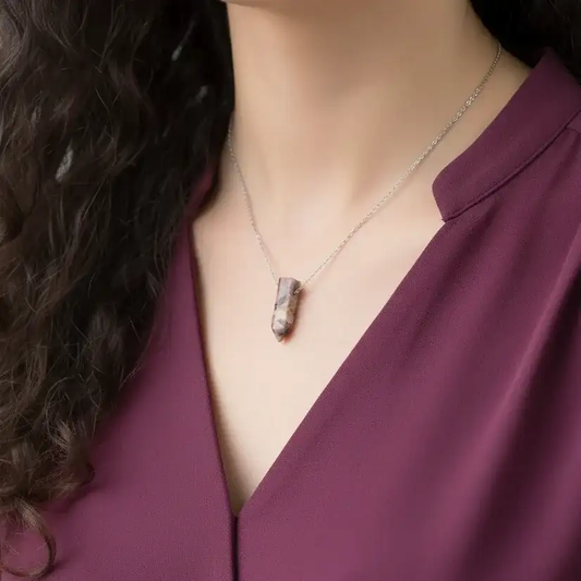 Pendentif en pointe de Rhodonite (PE1622 - 5)