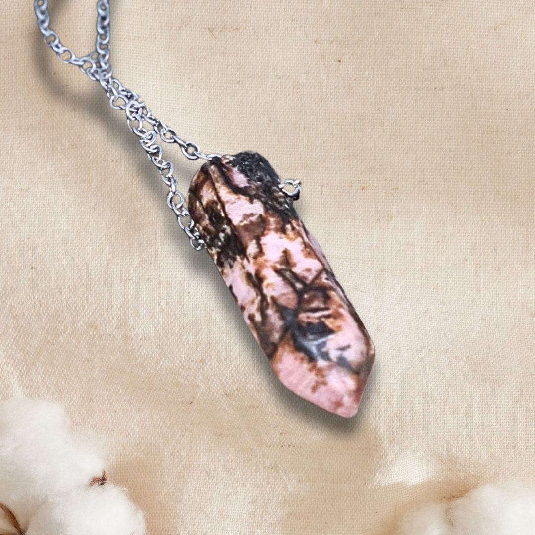 Pendentif en pointe de Rhodonite (PE1622-4)