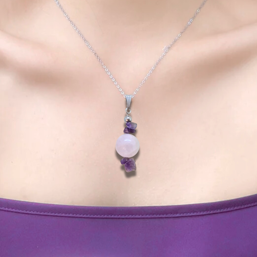 Pendentif en Améthyste et Quartz rose (PE2040) - ENAE Minéraux