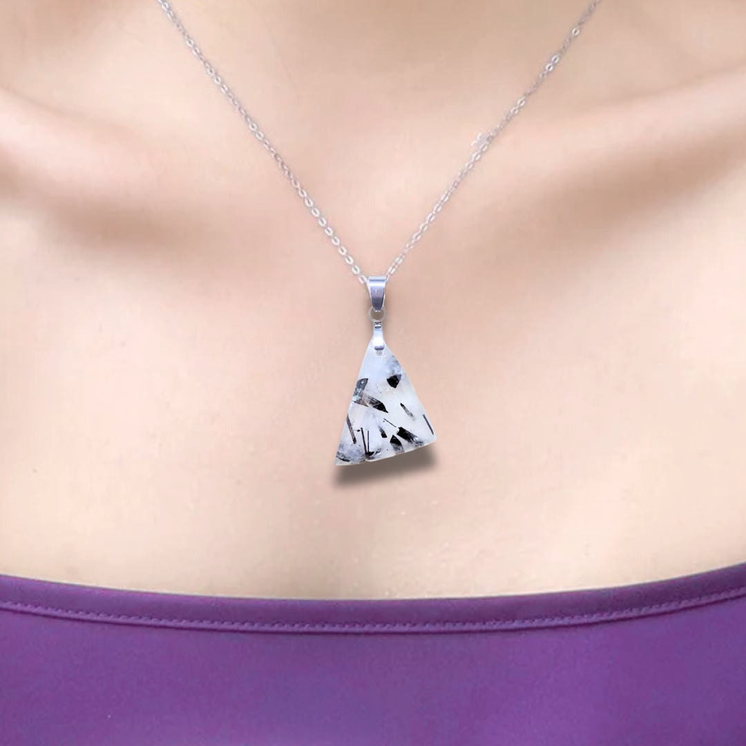 Pendentif en Quartz à Tourmaline noire (PE1996) - ENAE Minéraux