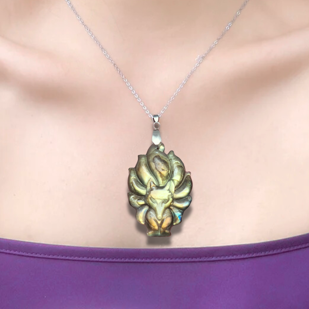 Pendentif Renard en Labradorite (PE1279-2) - ENAE Minéraux