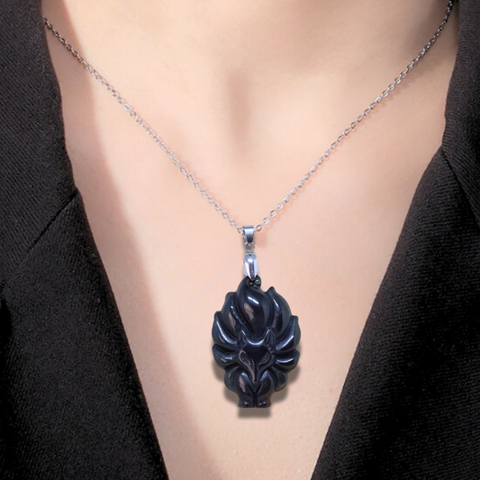 Pendentif Renard en Obsidienne Œil Céleste (PE1271-3)