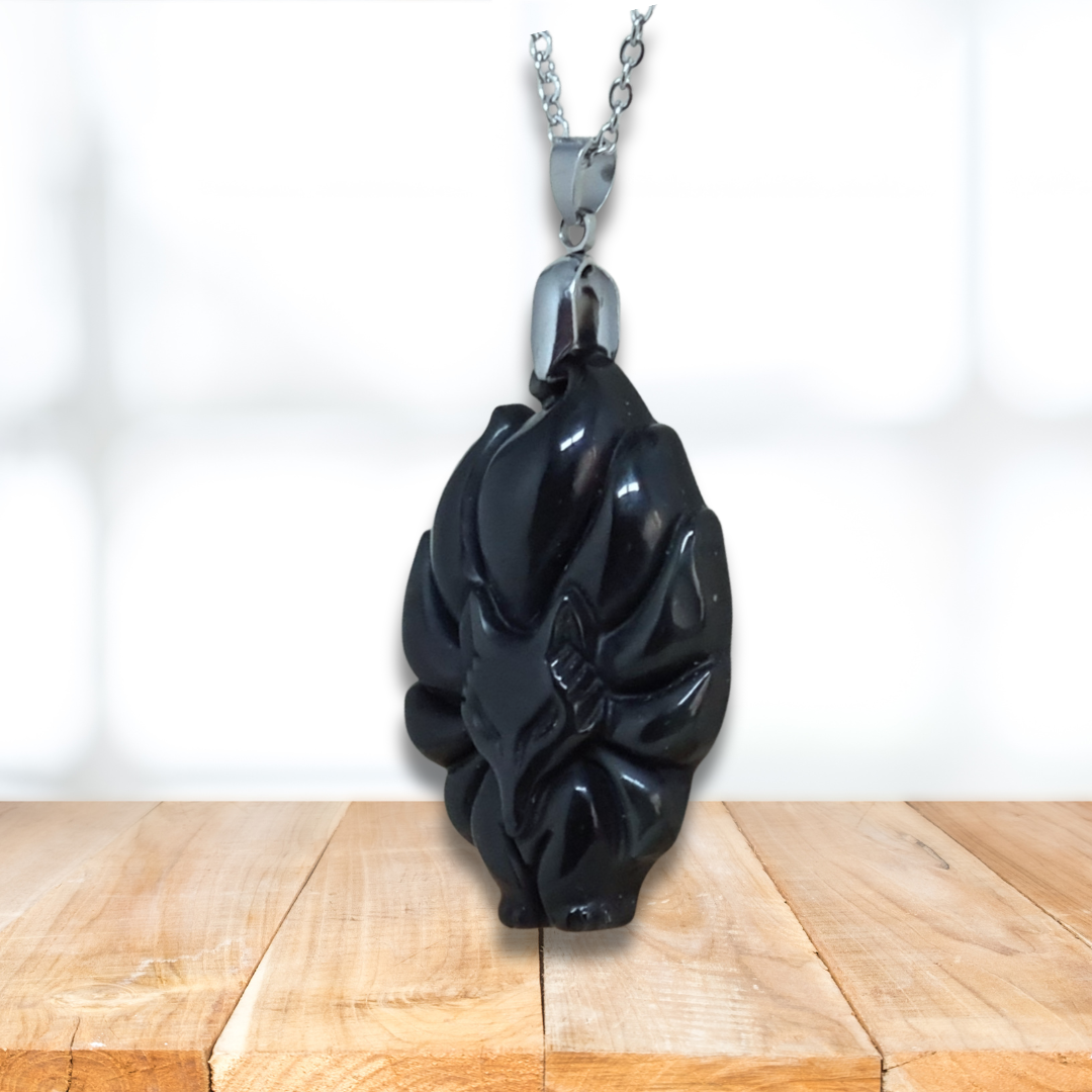 Pendentif Renard en Obsidienne Œil Céleste (PE1271-3) - ENAE Minéraux