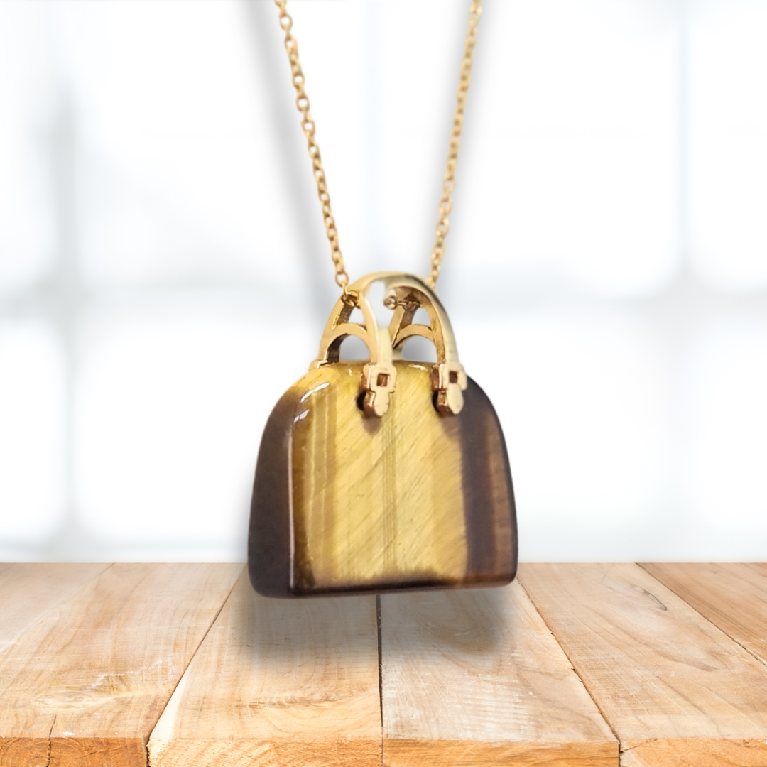 Pendentif Sac à main en Œil de Tigre (PE1837-1) - ENAE Minéraux