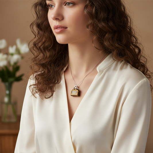 Pendentif Sac à main en Œil de Tigre (PE1837-2)