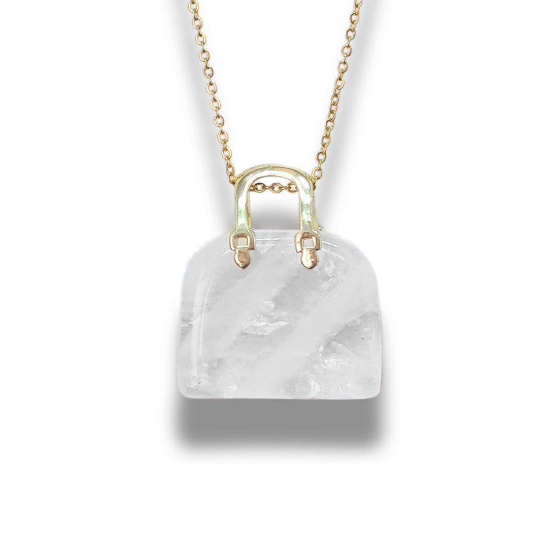 Pendentif Sac à main en Cristal de roche (PE1834-1) - ENAE Minéraux